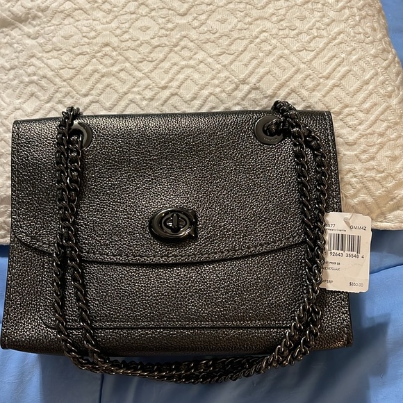NWT Coach Parker Metallic Graphite Leather
Shoulder Bag - Picture 2 of 8